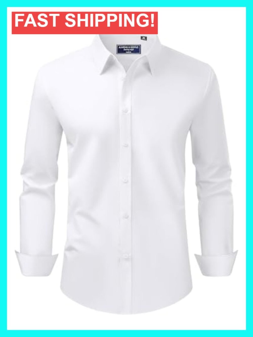 Men's Regular Fit Stretch Stain Shield Long Sleeve Button Down Dress Shirt
